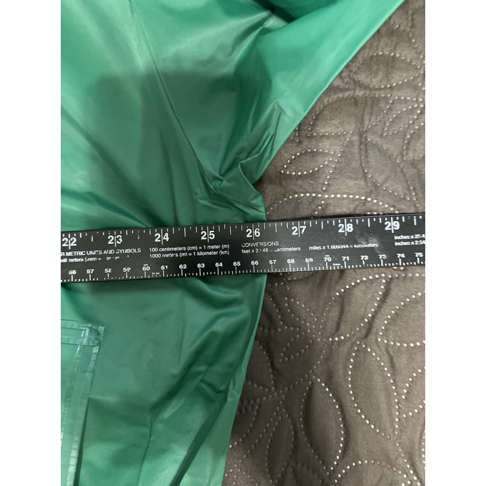 Vintage 90s PVC Women's Hood 1/2 Zip Rain Jacket Green Event Unisex Large - Picture 6 of 10